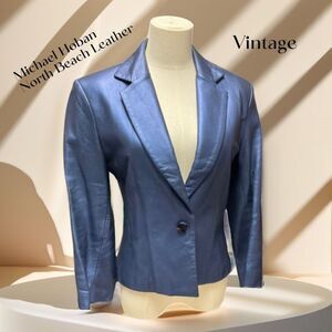 Michael Hoban North Beach Authentic Vintage Women’s Leather Blazer Jacket 1980’s